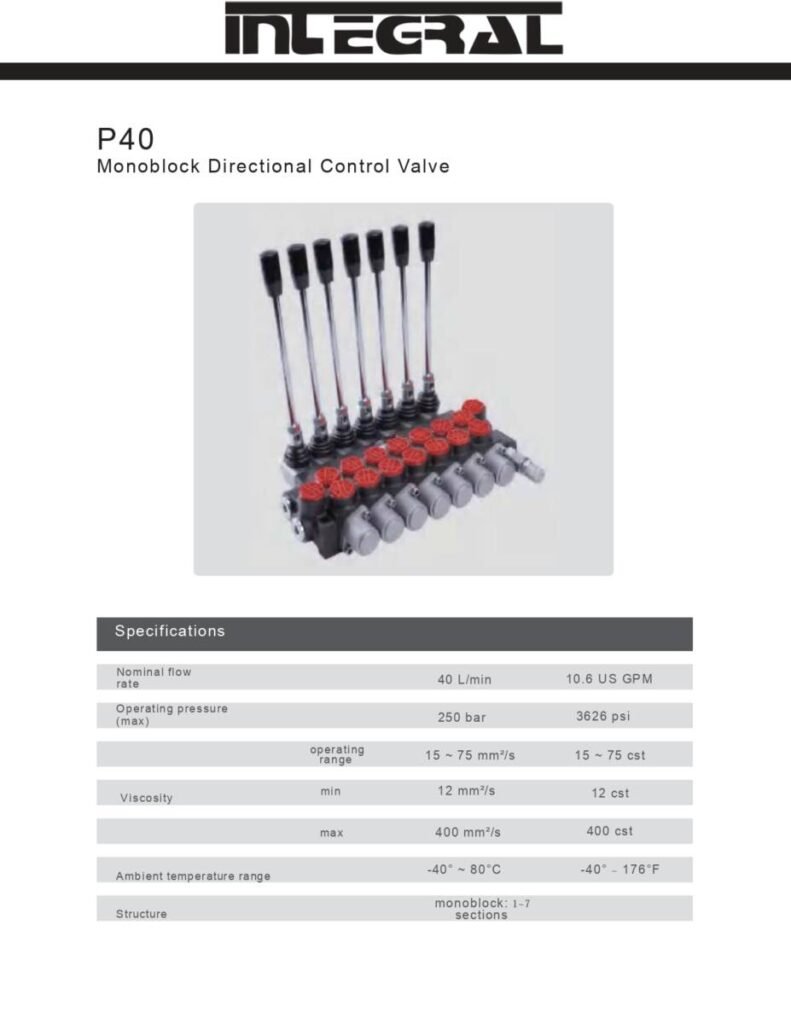 Catalog Hand Valve Hydraulic Hidrolik Integral P40